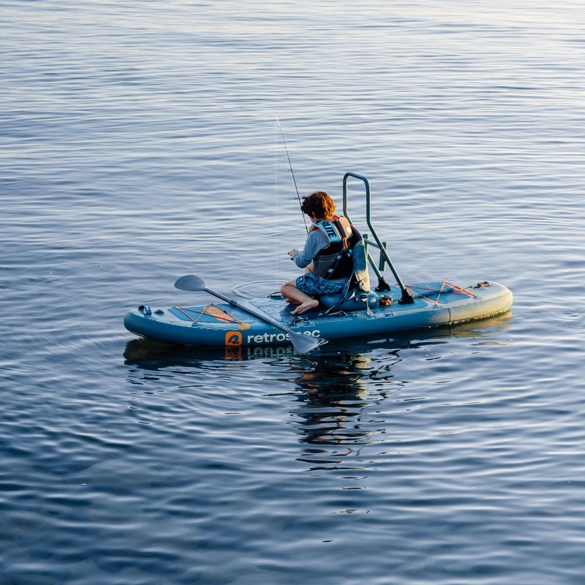 June Nano Kids Inflatable Fishing Paddle Board Kayak Hybrid 9'6" | Retrospec