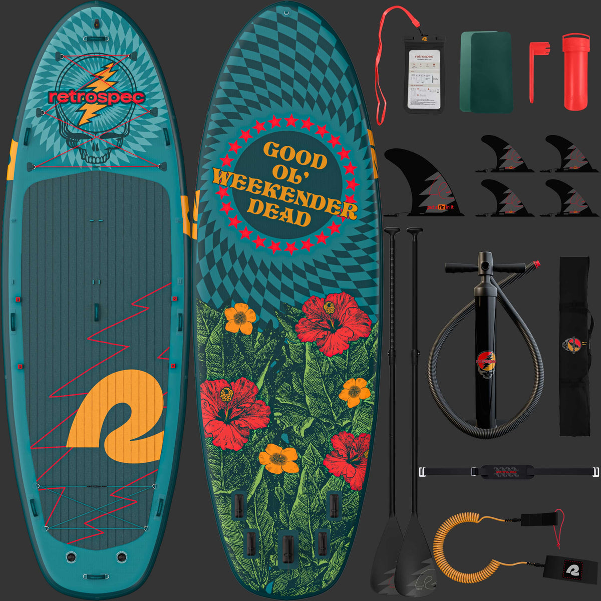 Grateful Dead Weekender Crew XL Multi-Person Inflatable Stand Up Paddle Board 15’ | Retrospec